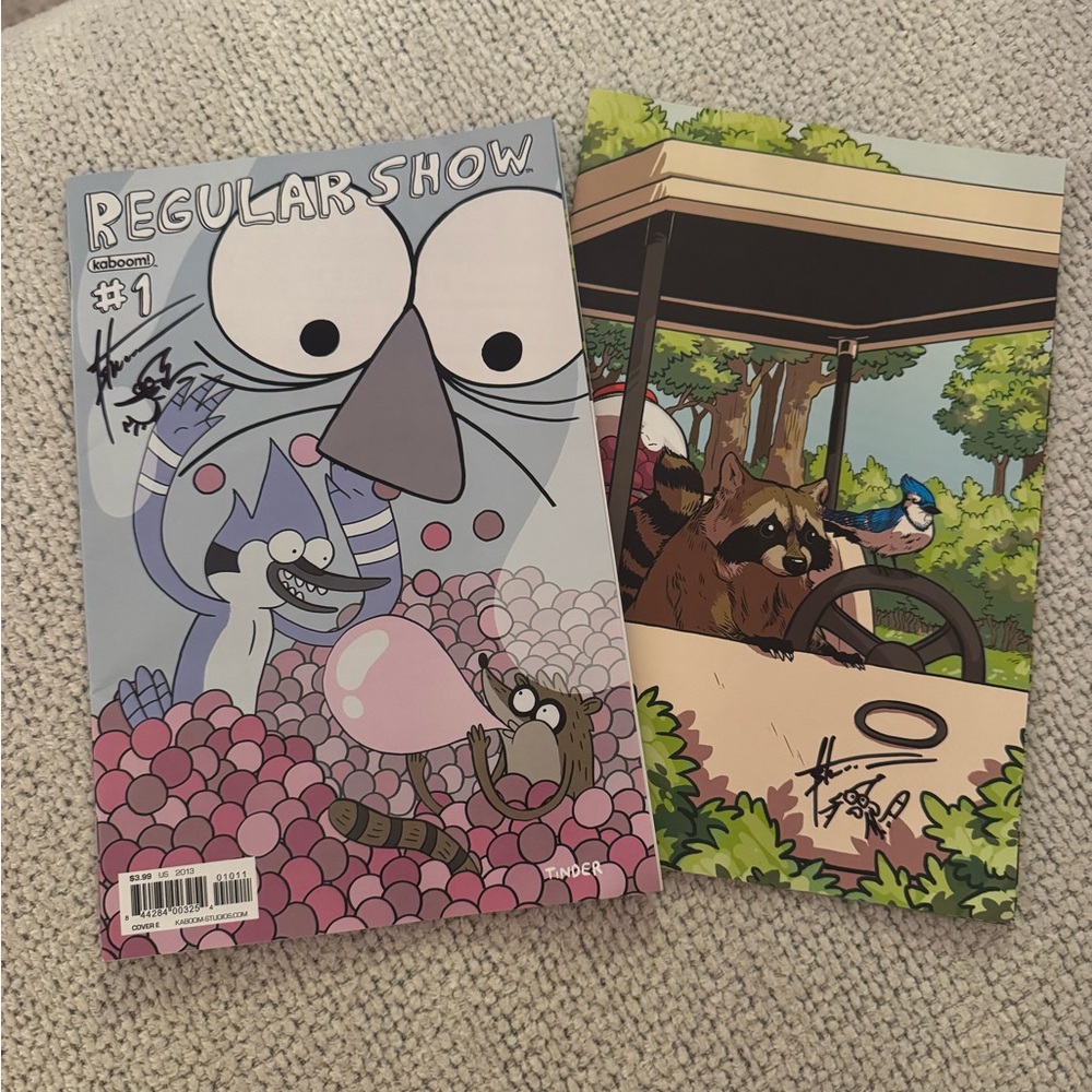 The regular show set of 2 signed comics